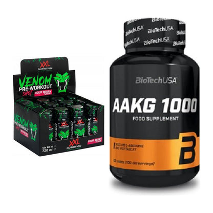 Trainings-Set: XXL Nutrition Venom Shot + BioTech AAKG 1000mg 100 – alle enthaltenen Artikel