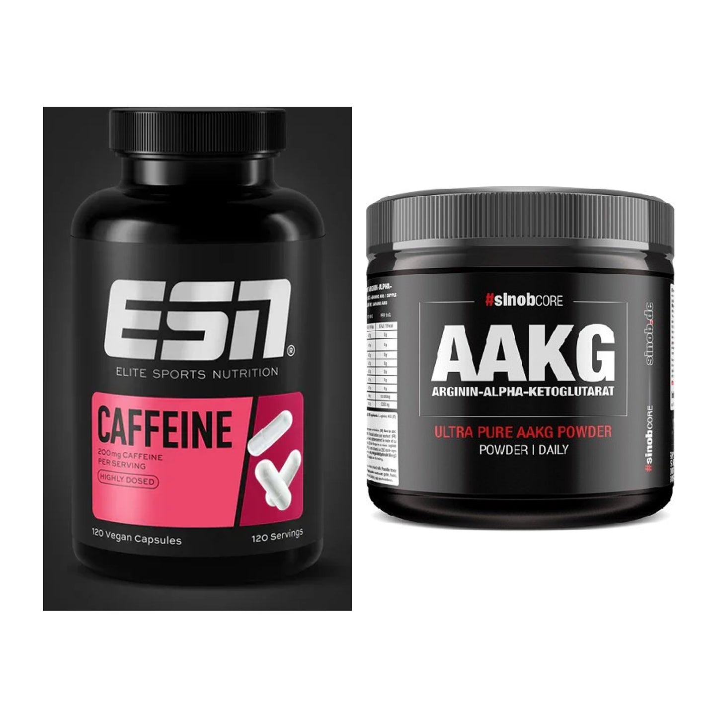 Trainings-Set: ESN Caffeine Caps + Sinob Core Arginin AAKG Pulver – alle enthaltenen Artikel