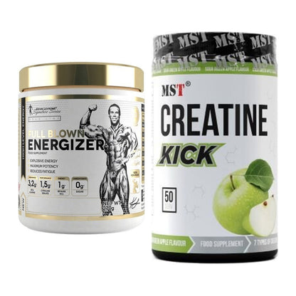 Тренировъчен комплект: Kevin Levrone Full Blown Energizer + MST Creatine Kick - всички артикули са включени
