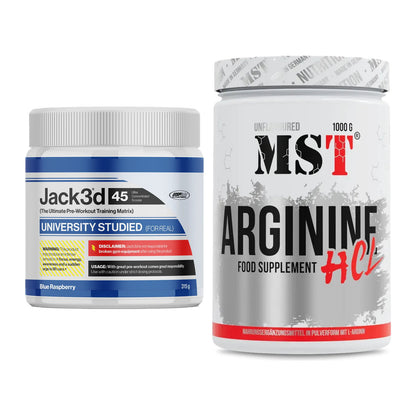 Trainings-Set: USP Labs Jack3d 45 Serv. (Blue + MST Arginine HCL – alle enthaltenen Artikel