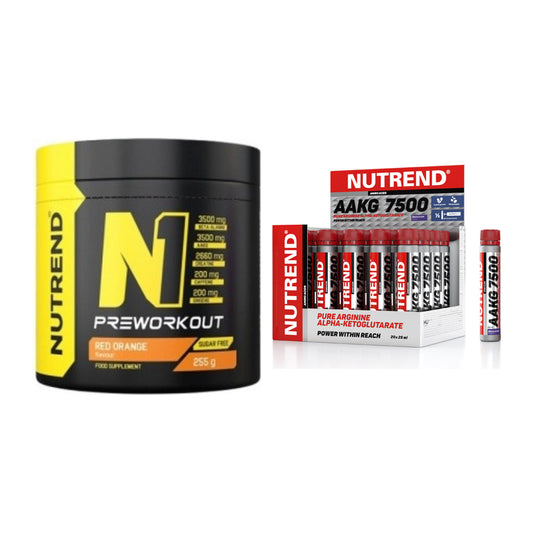 Trainings-Set: Nutrend N1 Preworkout 255g + Nutrend AAKG 7500 Shots – alle enthaltenen Artikel