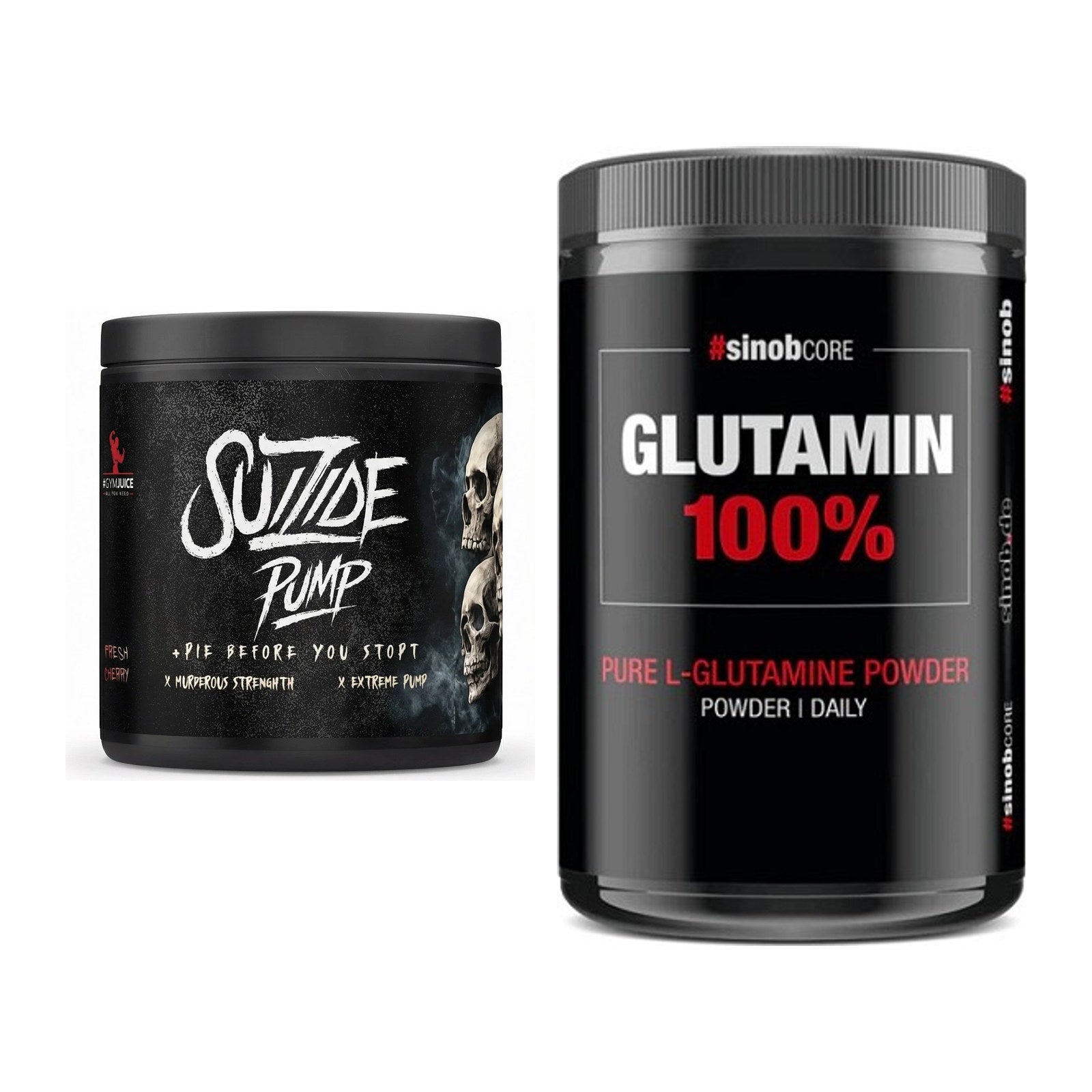 Trainings-Set: #GYMJUICE SUIZIDE PUMP + Sinob Core L-Glutamin – alle enthaltenen Artikel