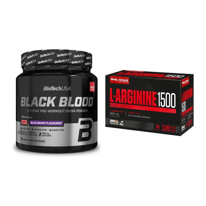 Trainings-Set: BioTech Black Blood CAF + Body Attack L-Arginin 1500 – alle enthaltenen Artikel