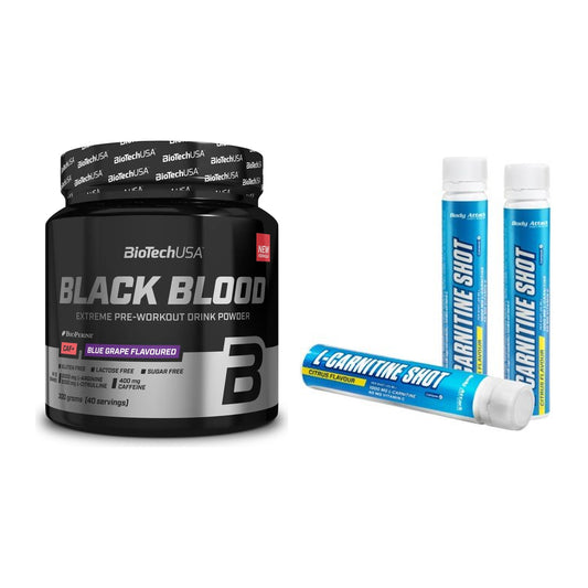 Trainings-Set: BioTech Black Blood CAF + Body Attack L-Carnitine – alle enthaltenen Artikel