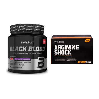 Trainings-Set: BioTech Black Blood CAF + Body Attack Arginine Shock – alle enthaltenen Artikel