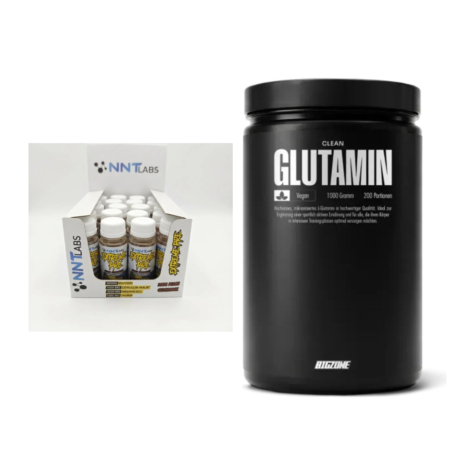 Trainings-Set: NNT Extreme Pre-Workout Shot + Big Zone Glutamin – alle enthaltenen Artikel