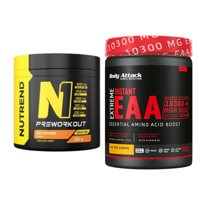 Trainings-Set: Nutrend N1 Preworkout 255g + Body Attack Extreme – alle enthaltenen Artikel