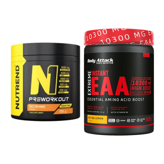 Trainings-Set: Nutrend N1 Preworkout 255g + Body Attack Extreme – alle enthaltenen Artikel
