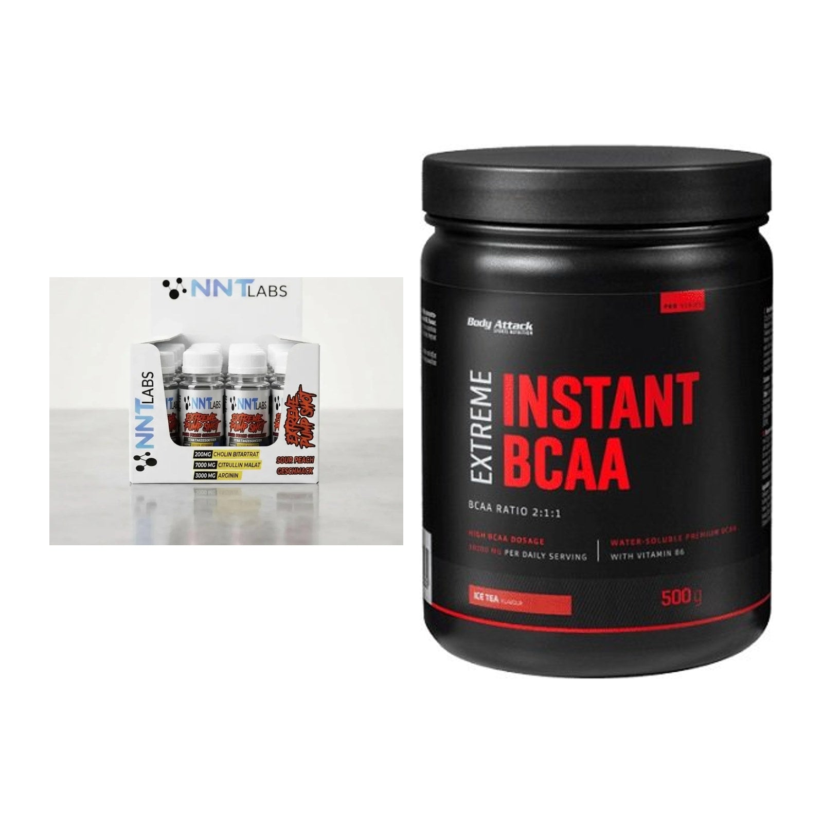 Trainings-Set: NNT Extreme Pump Shot + Body Attack Instant BCAA – alle enthaltenen Artikel
