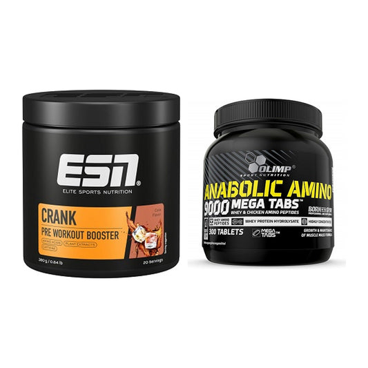 Trainings-Set: ESN Crank Booster + Olimp Anabolic Amino 9000 Mega – alle enthaltenen Artikel