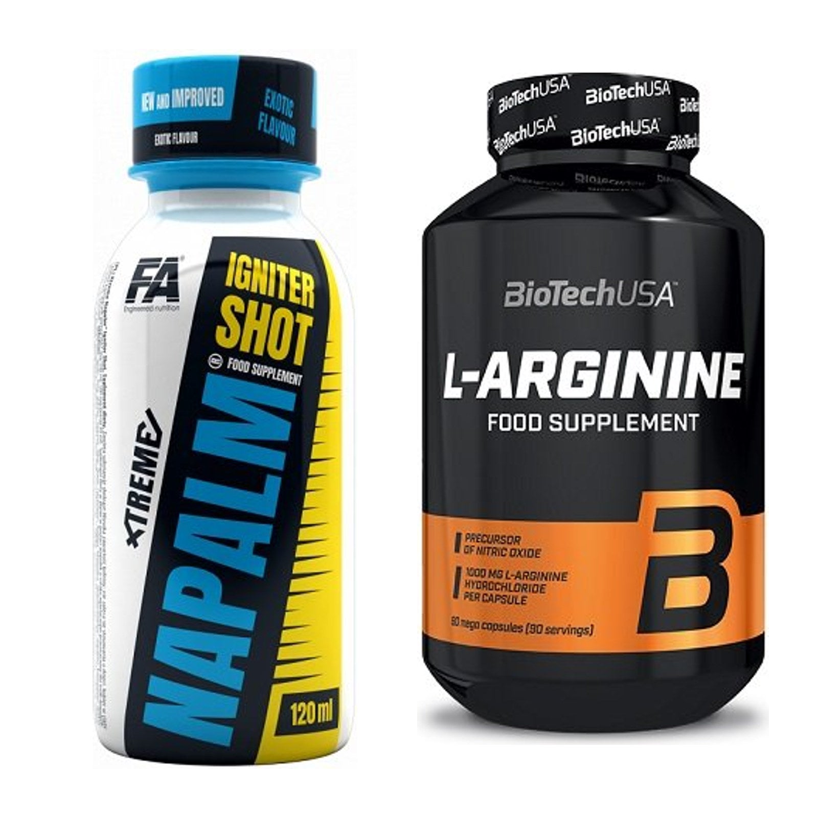 Trainings-Set: FA Nutrition Xtreme Napalm Igniter + BioTech L-Arginine – alle enthaltenen Artikel
