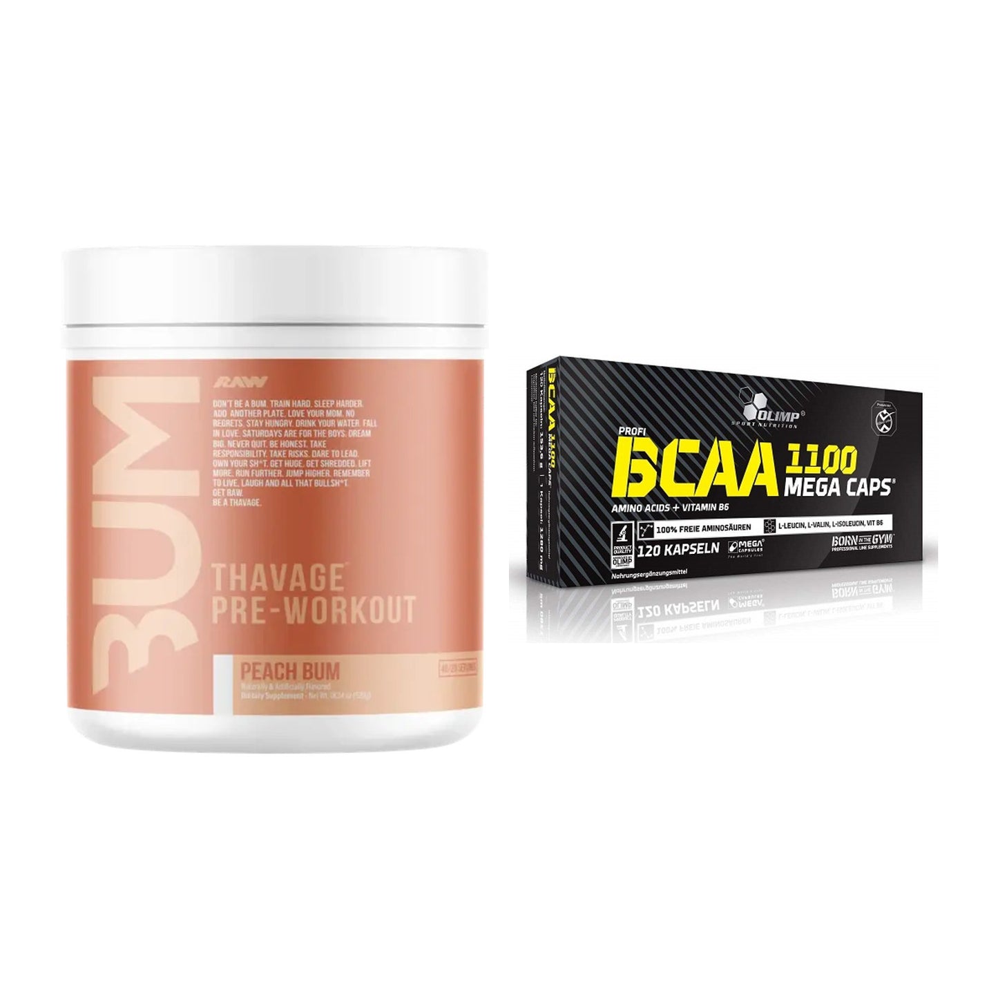 Trainings-Set: RAW Nutrition CBUM Thavage + Olimp BCAA Mega Caps – alle enthaltenen Artikel