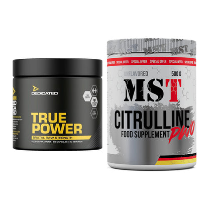 Trainings-Set: Dedicated True Power + MST Citrulline Malat 500g – alle enthaltenen Artikel