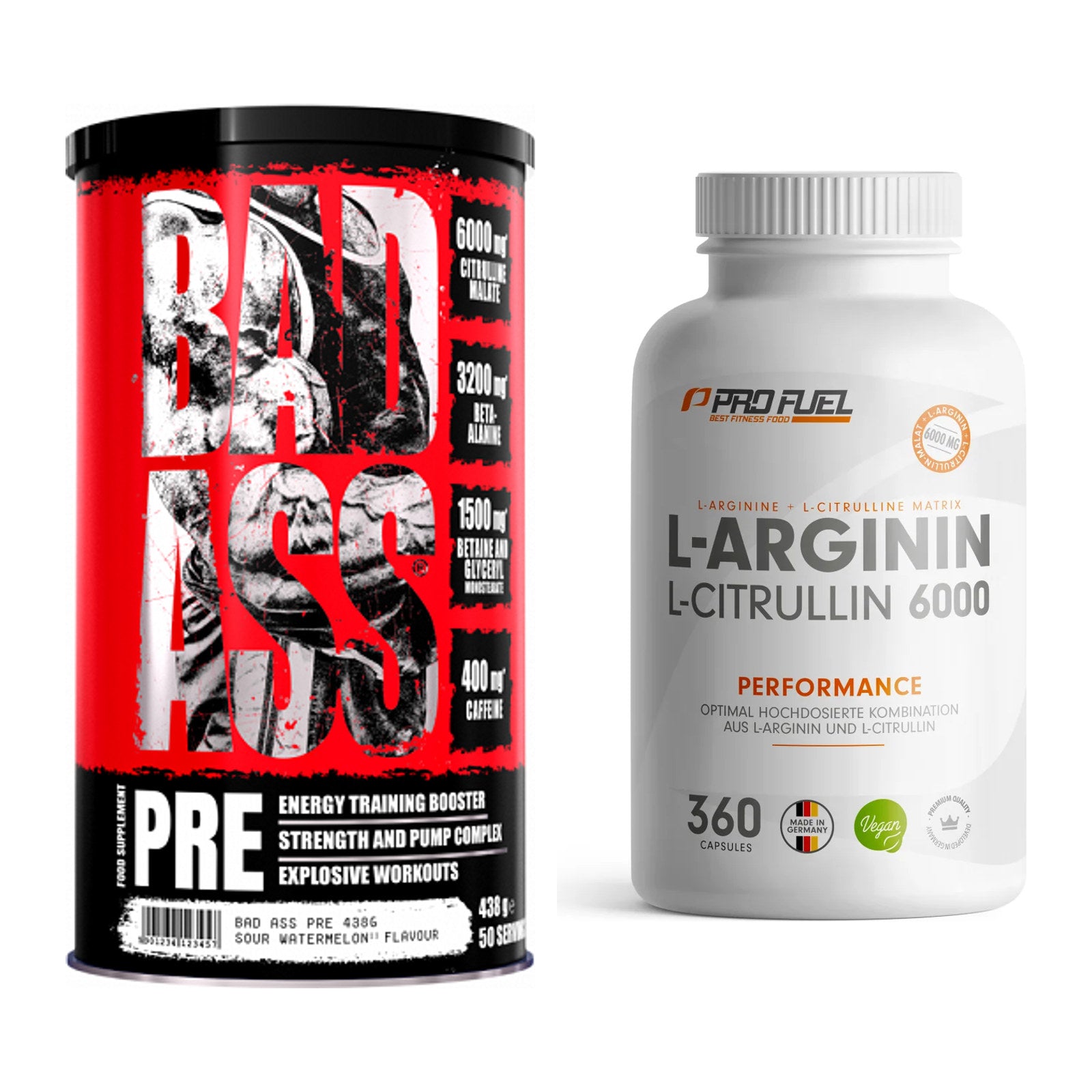 Trainings-Set: BAD ASS Pre + ProFuel L-Arginin & L-Citrullin – alle enthaltenen Artikel