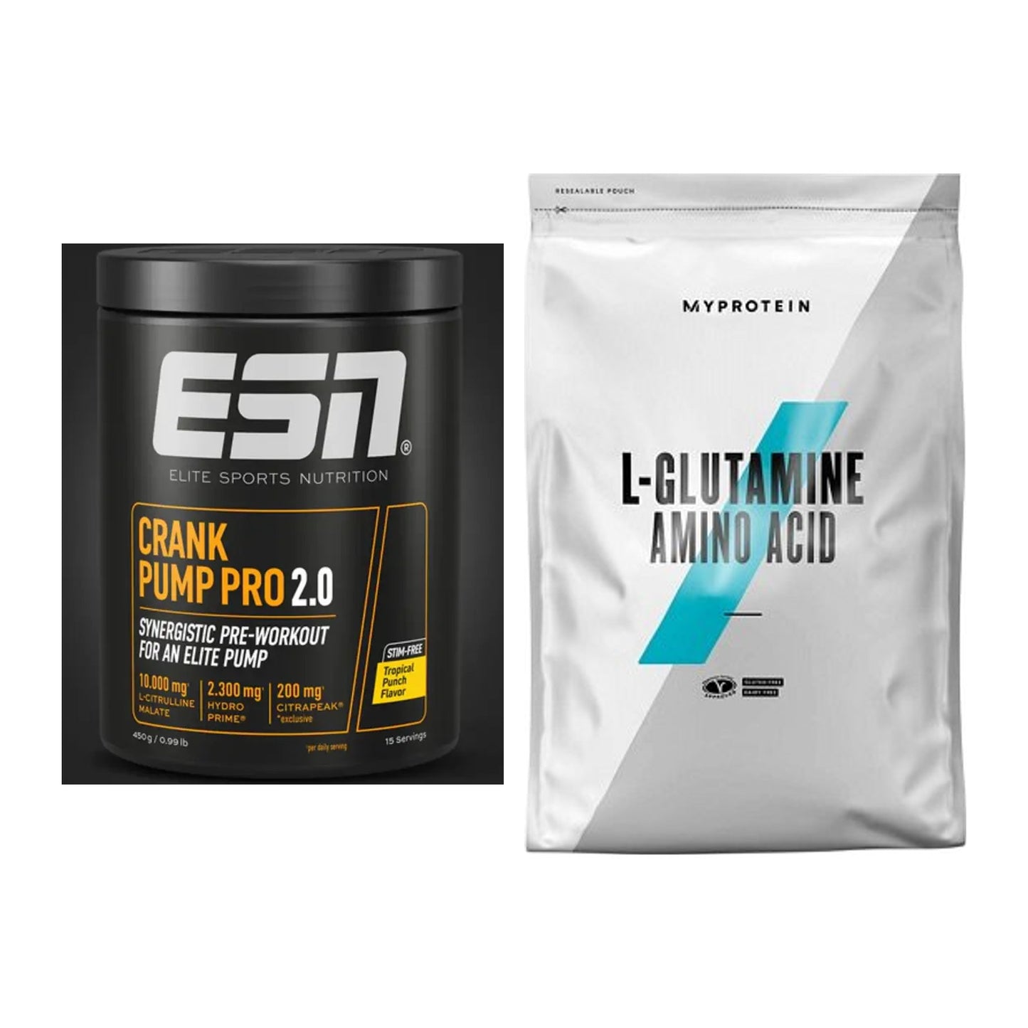 Trainings-Set: ESN Crank Pump Pro 2.0 + MyProtein Glutamin – alle enthaltenen Artikel