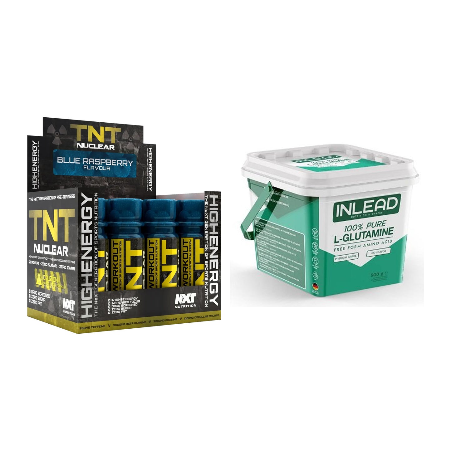 Trainings-Set: NXT Nutrition TNT Nuclear Shots + INLEAD L-Glutamine – alle enthaltenen Artikel