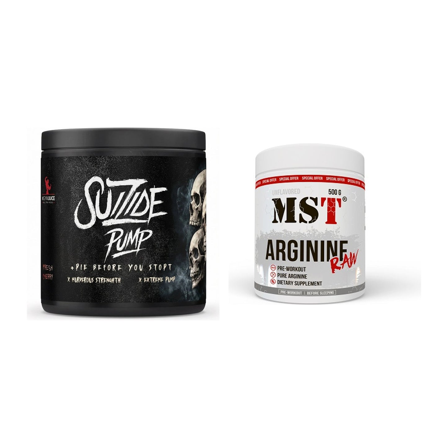 Trainings-Set: #GYMJUICE SUIZIDE PUMP + MST Arginine RAW – alle enthaltenen Artikel