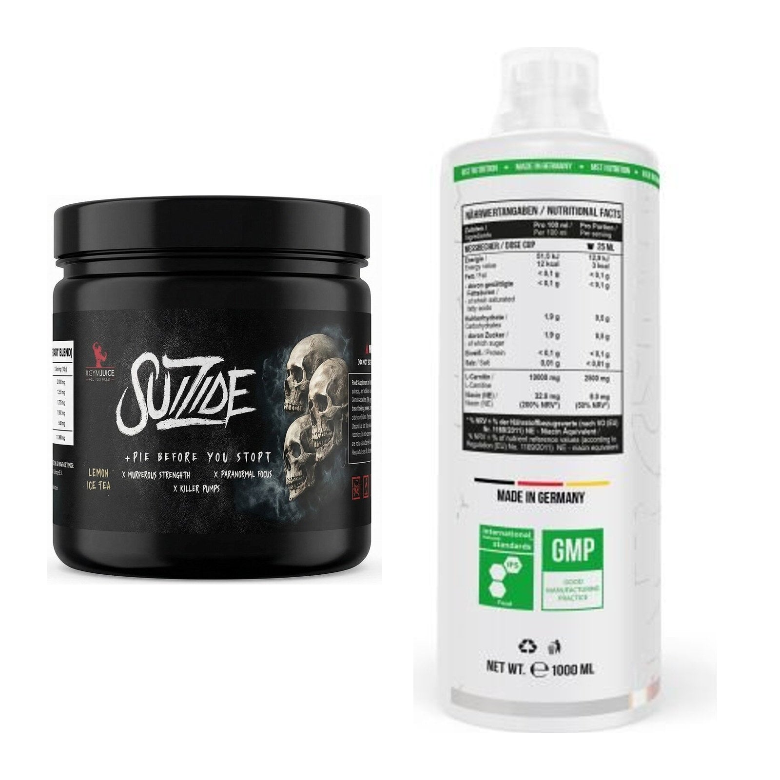 Trainings-Set: #GYMJUICE SUIZIDE Booster + MST L-Carnitine 100.000 – alle enthaltenen Artikel