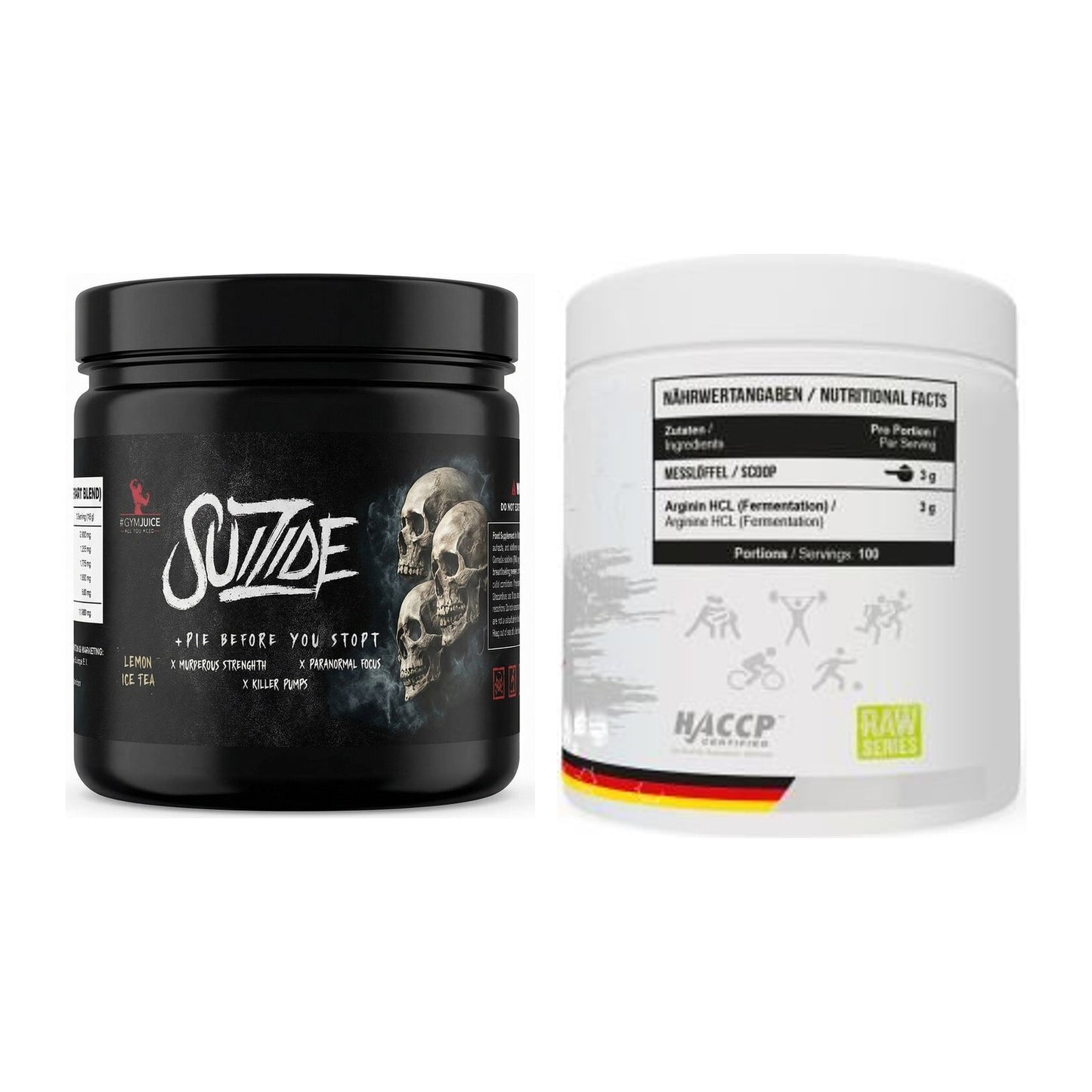 Trainings-Set: #GYMJUICE SUIZIDE Booster 270g + MST Arginine HCL – alle enthaltenen Artikel