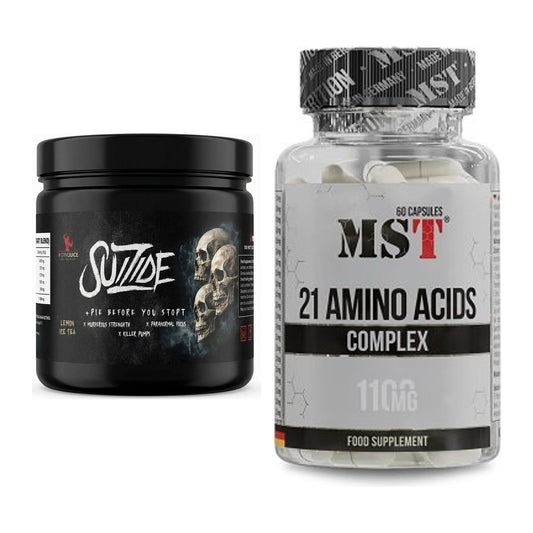 Trainings-Set: #GYMJUICE SUIZIDE Booster 270g + MST 21 Amino Acids – alle enthaltenen Artikel