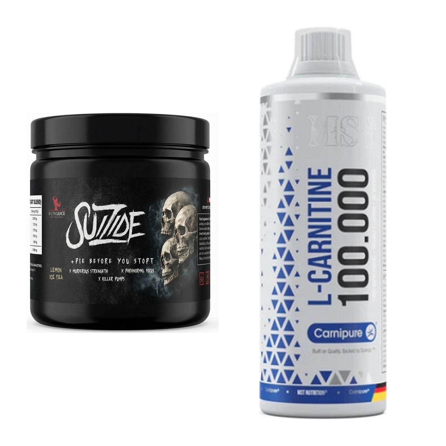 Trainings-Set: #GYMJUICE SUIZIDE Booster + MST L-Carnitine Carnipure – alle enthaltenen Artikel
