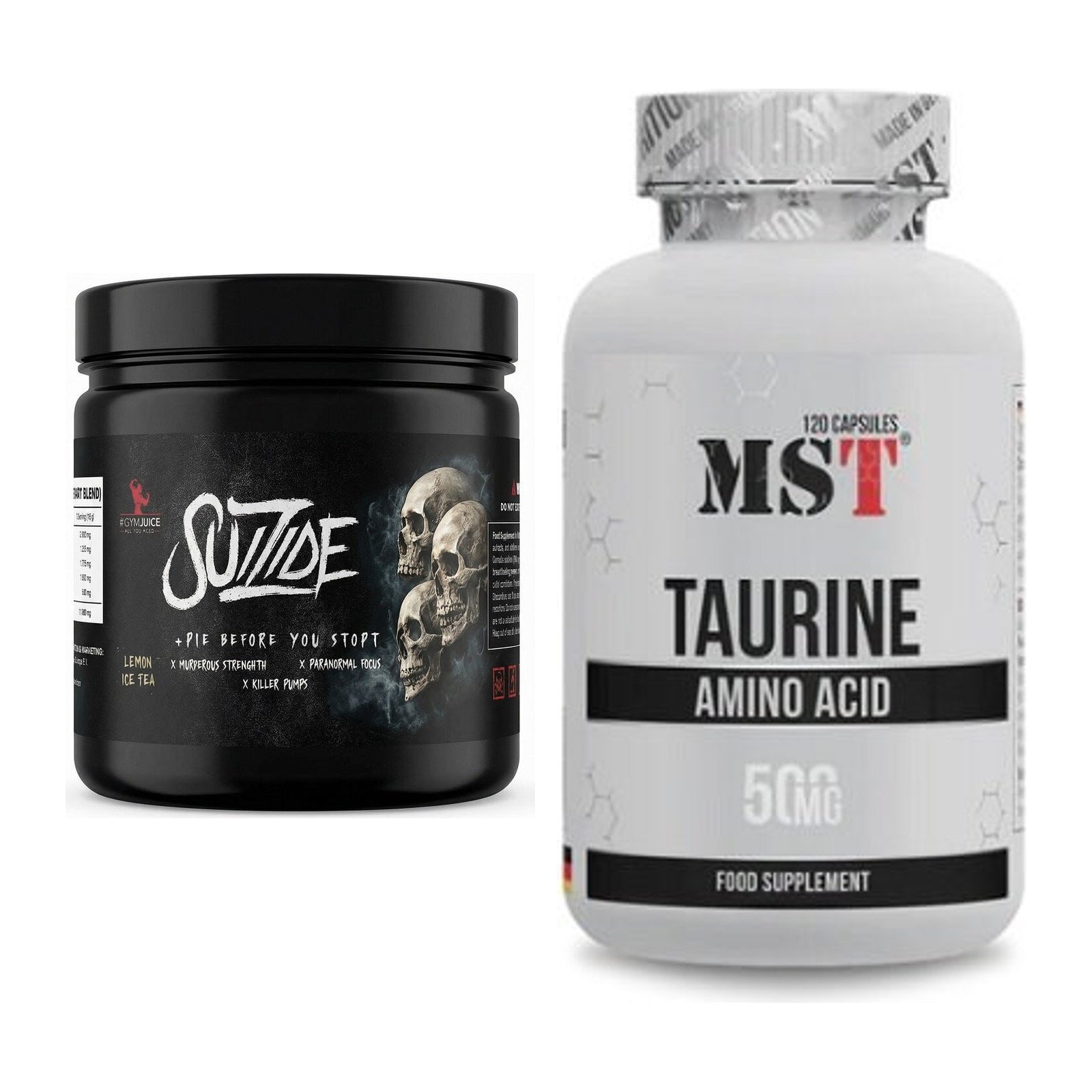 Trainings-Set: #GYMJUICE SUIZIDE Booster 270g + MST Taurine – alle enthaltenen Artikel