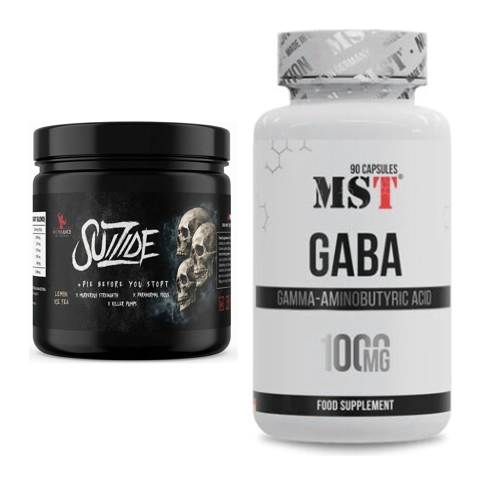 Trainings-Set: #GYMJUICE SUIZIDE Booster 270g + MST GABA 1000mg – alle enthaltenen Artikel