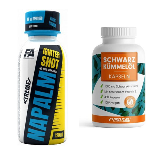 Trainings-Set: FA Nutrition Xtreme Napalm + ProFuel Schwarzkümmelöl – alle enthaltenen Artikel