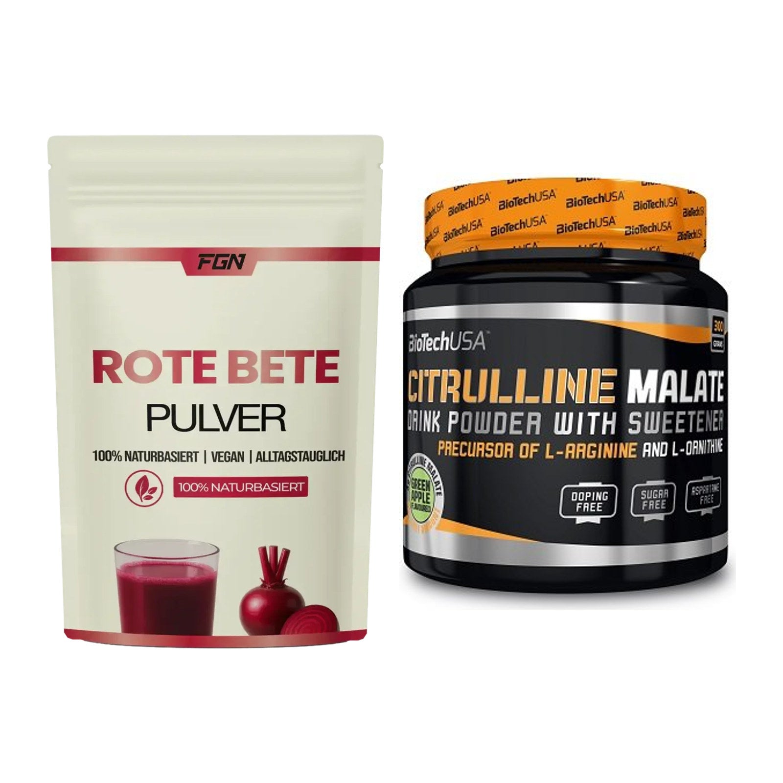 Trainings-Set: FGN Rote Beete Pulver + BioTech Citrulline Malate – alle enthaltenen Artikel