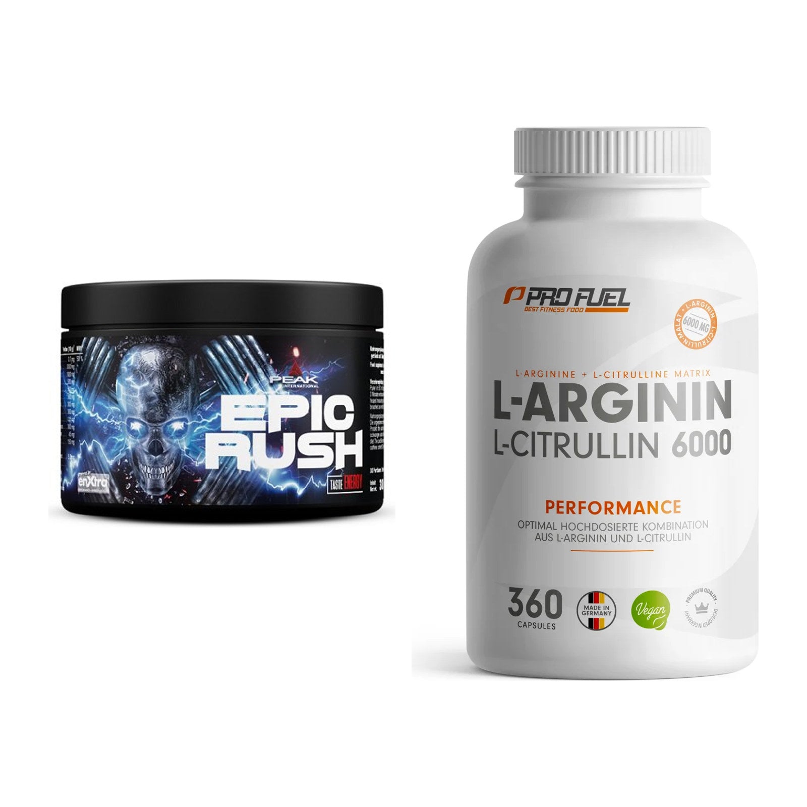 Trainings-Set: Peak Epic Rush + ProFuel L-Arginin & L-Citrullin – alle enthaltenen Artikel