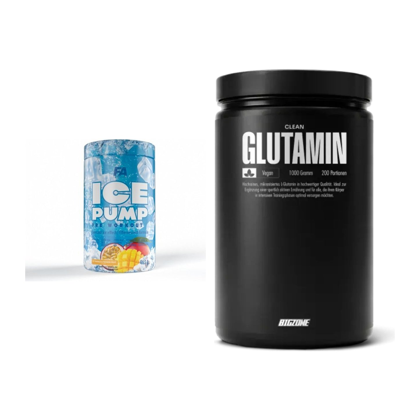 Trainings-Set: FA Nutrition ICE Pump Pre-Workout + Big Zone Glutamin – alle enthaltenen Artikel