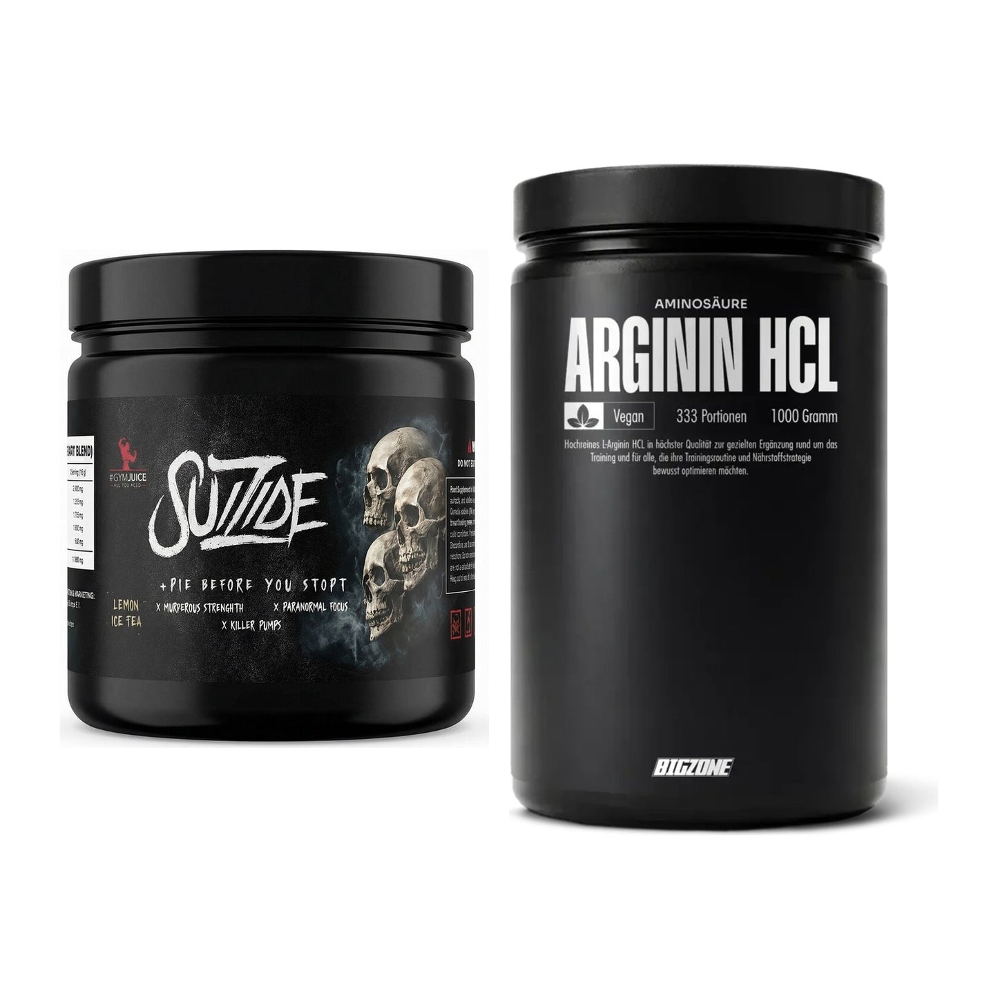 Trainings-Set: #GYMJUICE SUIZIDE Booster 270g + Big Zone L-Arginin – alle enthaltenen Artikel