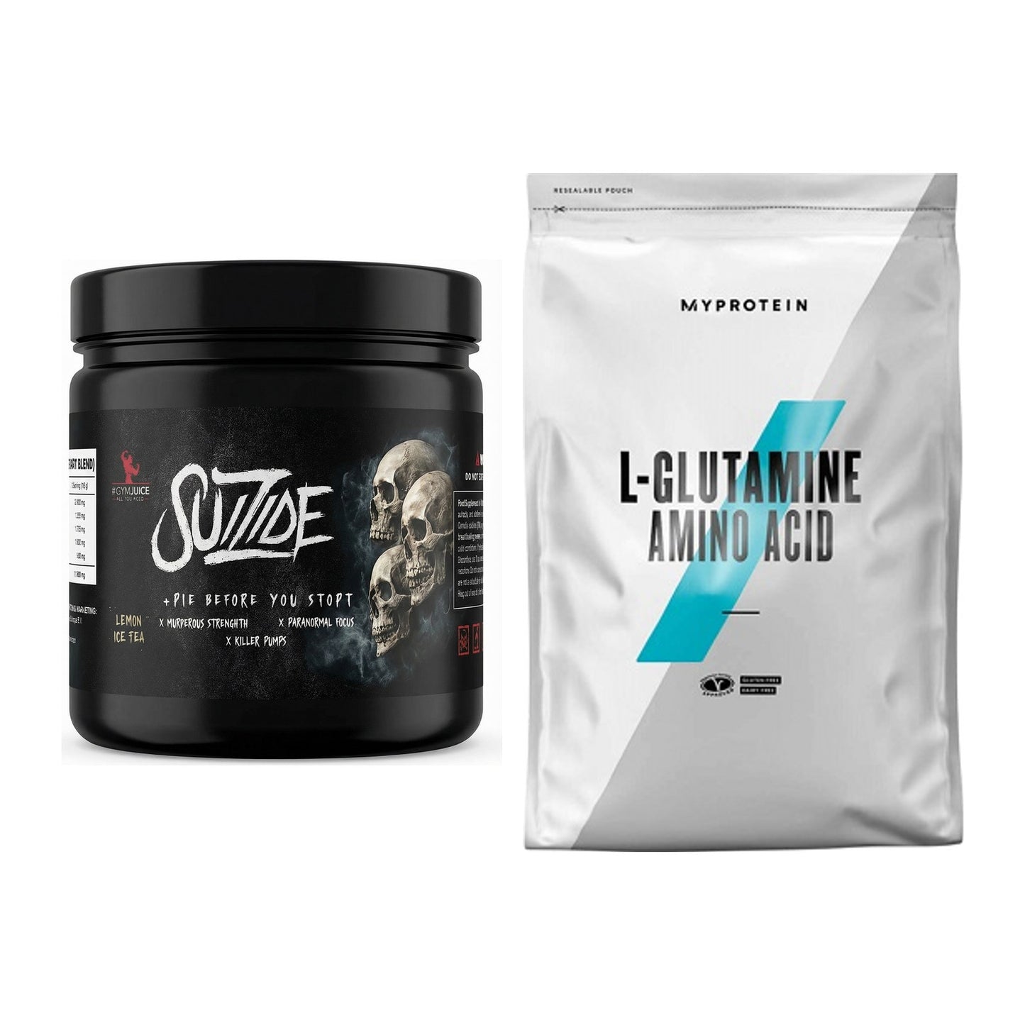 Trainings-Set: #GYMJUICE SUIZIDE Booster + MyProtein Glutamin – alle enthaltenen Artikel