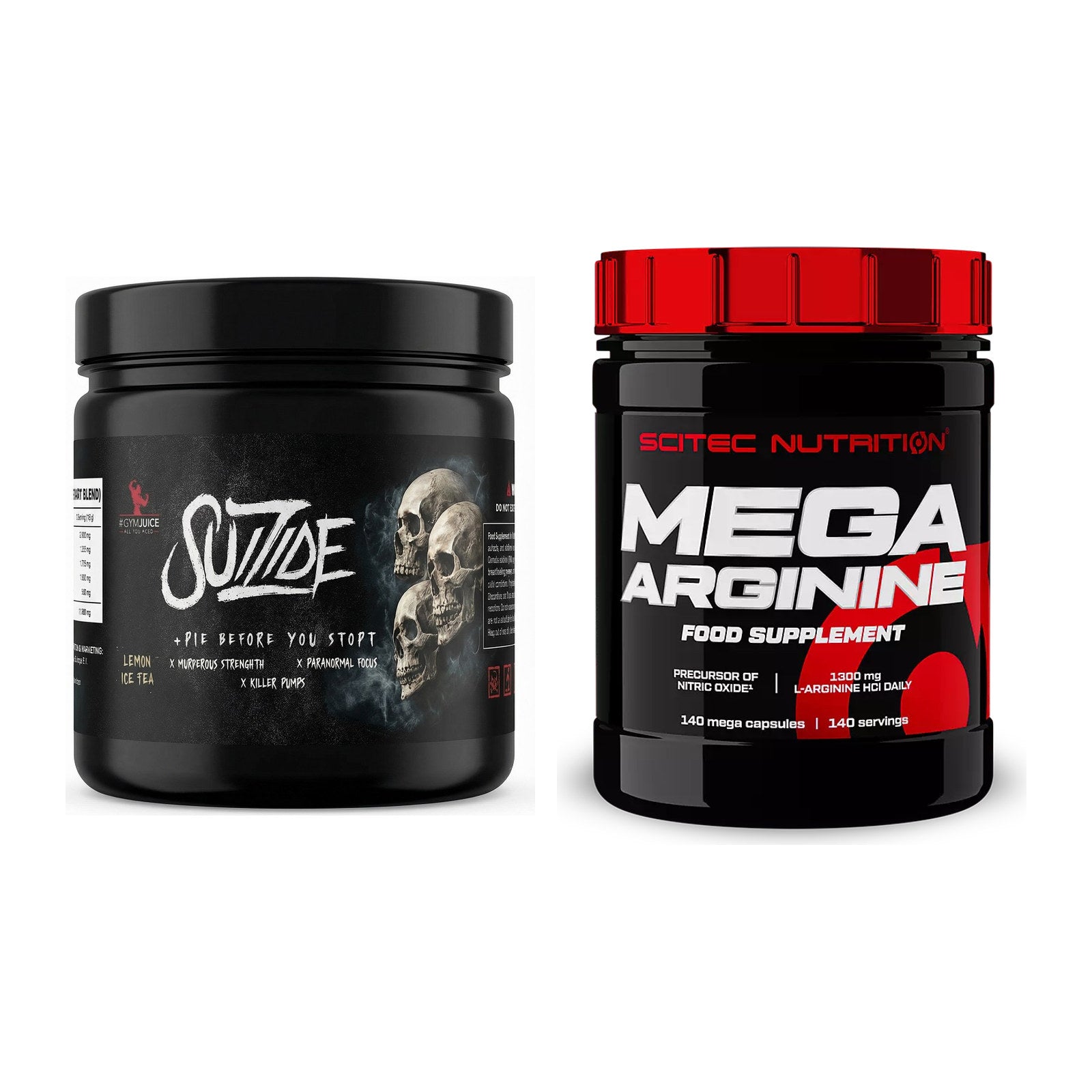 Trainings-Set: #GYMJUICE SUIZIDE Booster + Scitec Mega Arginine – alle enthaltenen Artikel