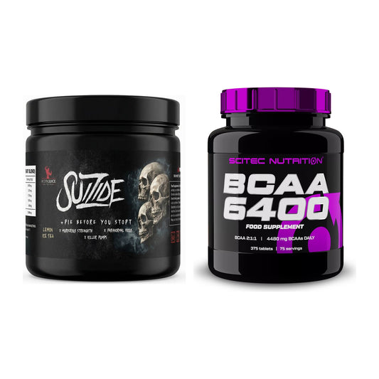 Trainings-Set: #GYMJUICE SUIZIDE Booster 270g + Scitec BCAA 6400 – alle enthaltenen Artikel