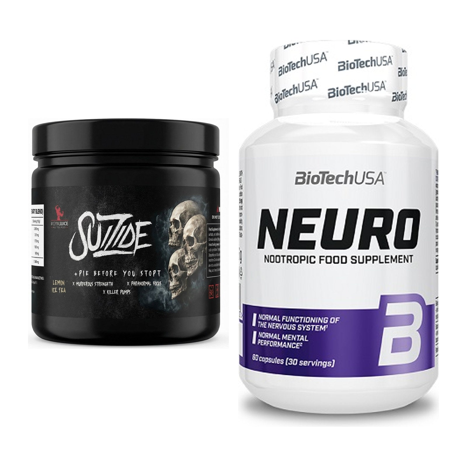 Trainings-Set: #GYMJUICE SUIZIDE Booster + BioTech Neuro – alle enthaltenen Artikel