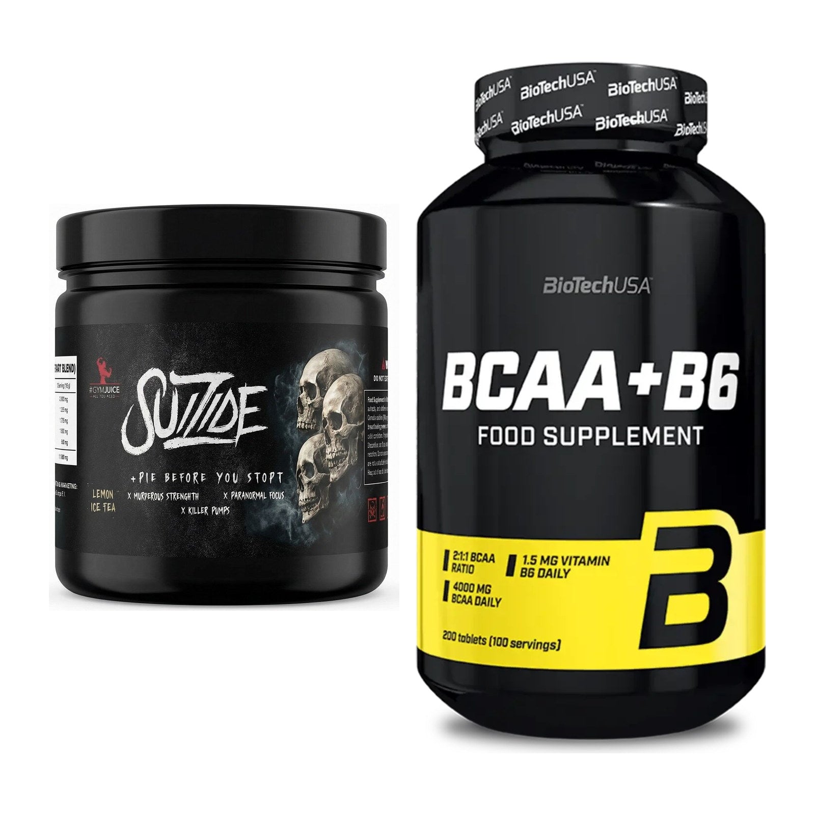Trainings-Set: #GYMJUICE SUIZIDE Booster + BioTech BCAA+B6 200 Tabl – alle enthaltenen Artikel