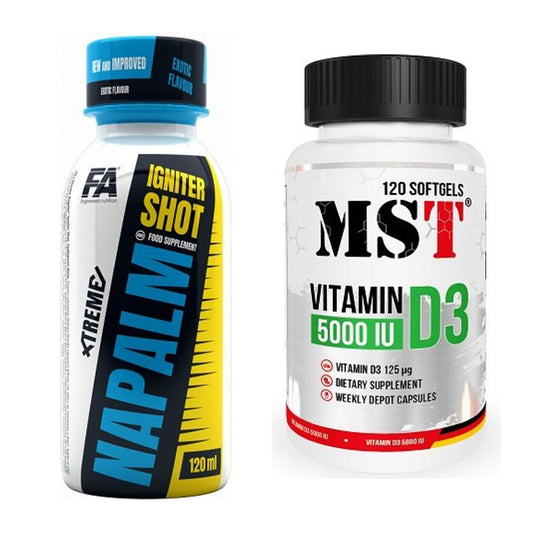 Trainings-Set: FA Nutrition Xtreme Napalm + MST Vitamin D3 5000IU 120 – alle enthaltenen Artikel