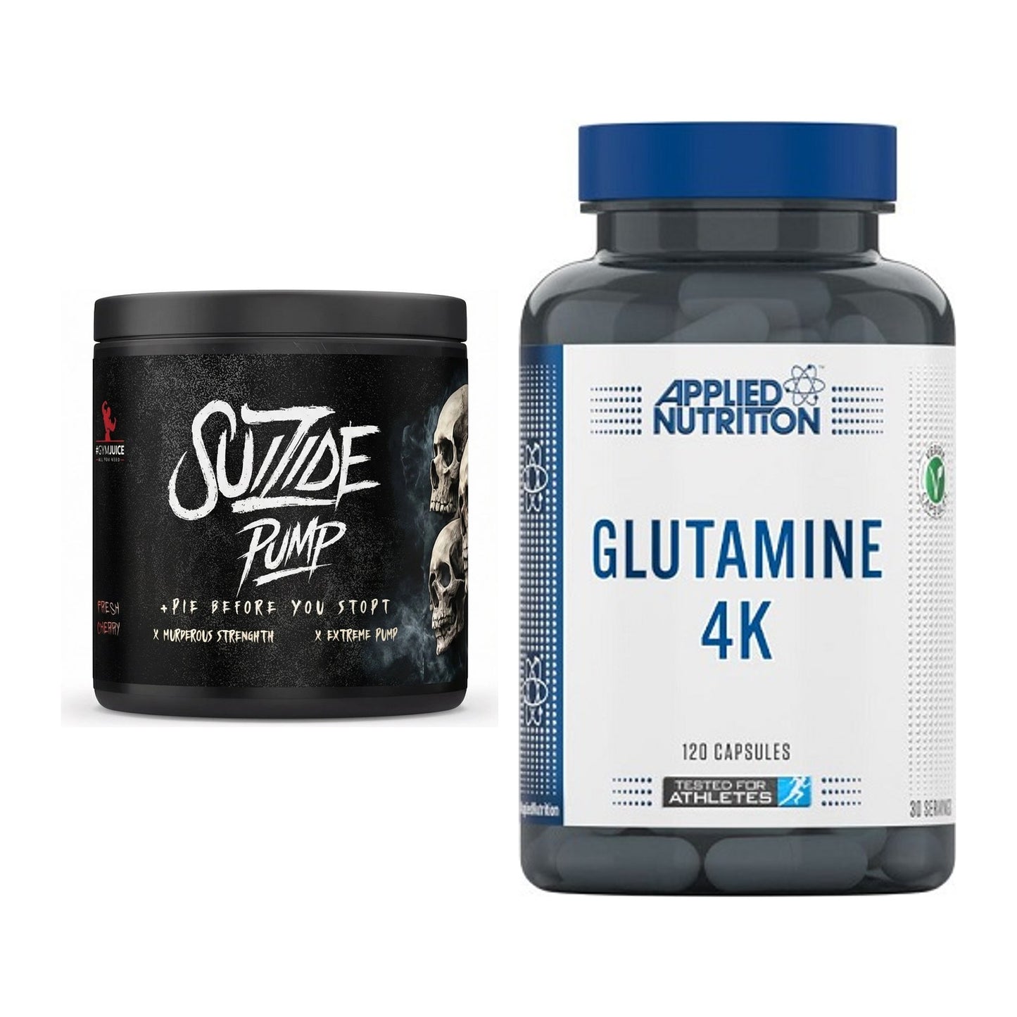 Trainings-Set: #GYMJUICE SUIZIDE PUMP + Applied Nutrition Glutamine 4K – alle enthaltenen Artikel