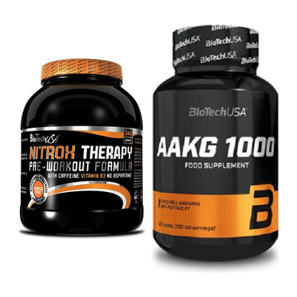 Trainings-Set: BioTech NitroX Therapy + BioTech AAKG 1000mg 100 Tabl. – alle enthaltenen Artikel
