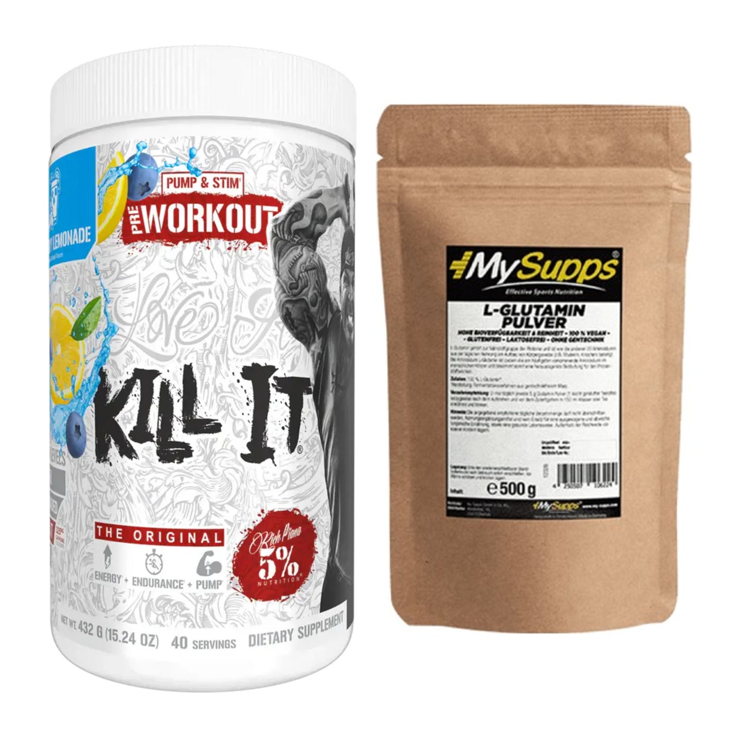 Trainings-Set: Rich Piana 5% Nutrition Kill It + MySupps Glutamine – alle enthaltenen Artikel