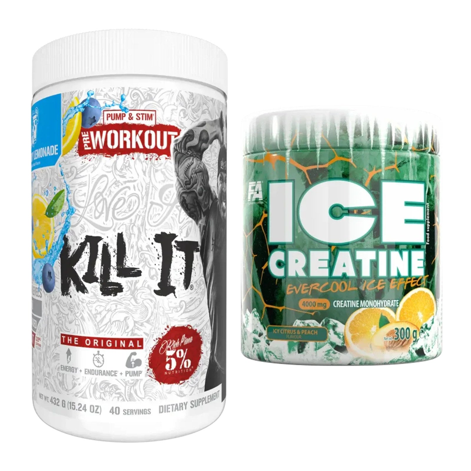 Trainings-Set: Rich Piana 5% Nutrition + FA Nutrition ICE Creatine – alle enthaltenen Artikel