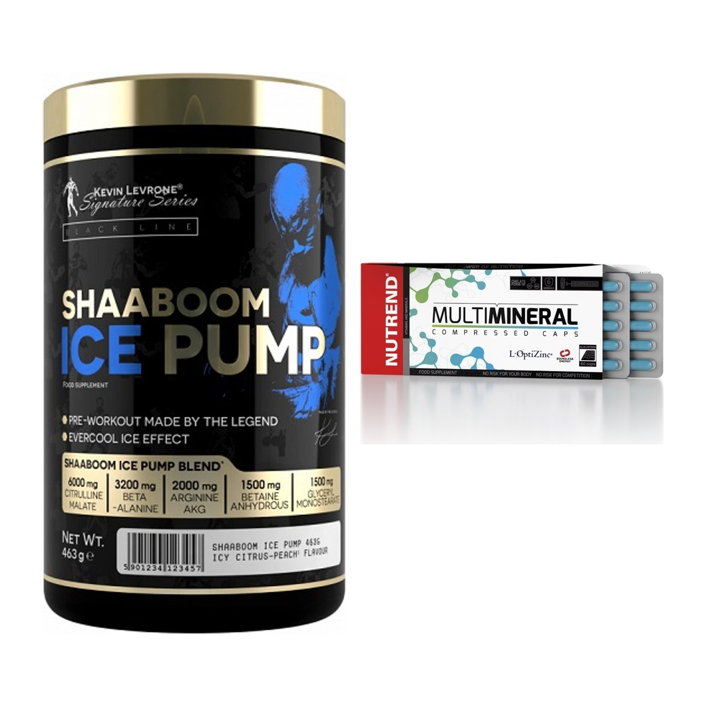 Trainings-Set: Kevin Levrone Shaaboom Ice + Nutrend Multimineral – alle enthaltenen Artikel
