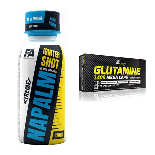 Trainings-Set: FA Nutrition Xtreme Napalm + Olimp L-Glutamine Mega – alle enthaltenen Artikel