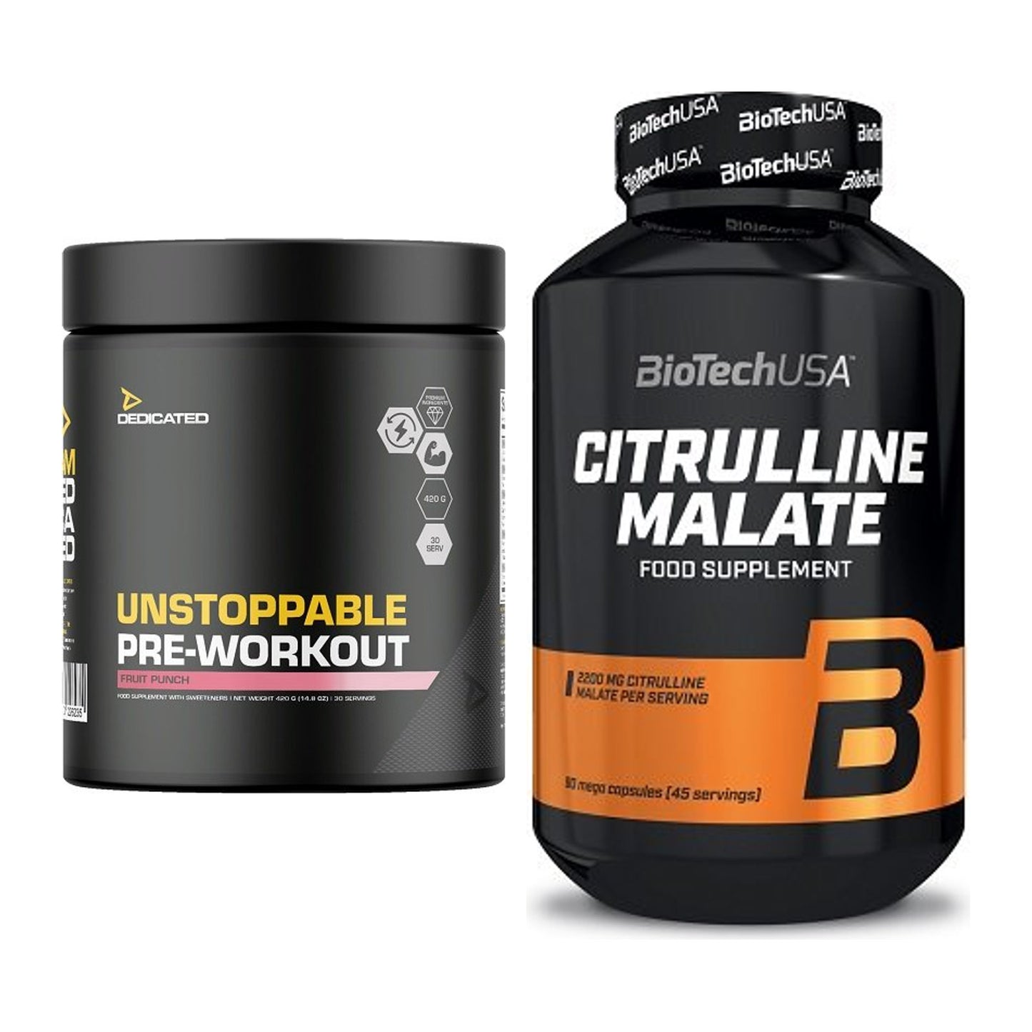 Trainings-Set: Dedicated Unstoppable + BioTech Citrulline Malate – alle enthaltenen Artikel