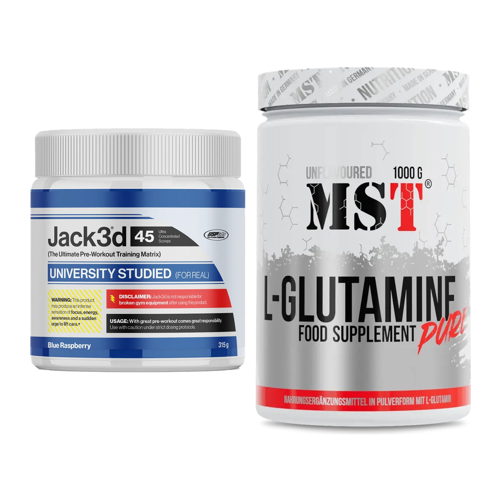 Trainings-Set: USP Labs Jack3d 45 Serv. + MST Glutamine – alle enthaltenen Artikel