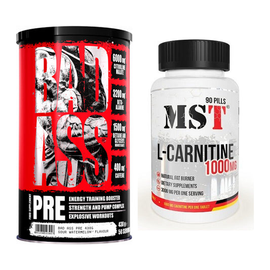 Trainings-Set: BAD ASS Pre + MST L-Carnitine 1000 (90 Tabl.) – alle enthaltenen Artikel