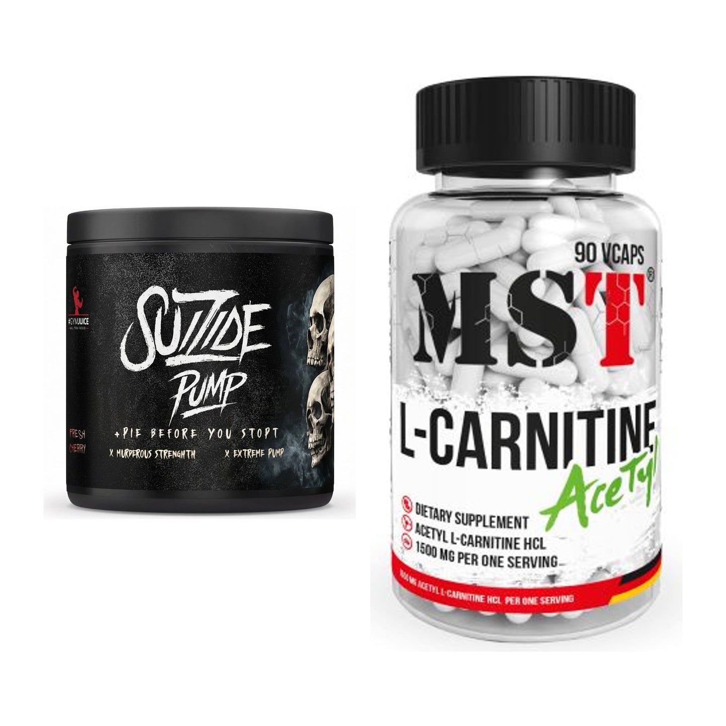 Trainings-Set: #GYMJUICE SUIZIDE PUMP + MST L-Carnitine Acetyle – alle enthaltenen Artikel