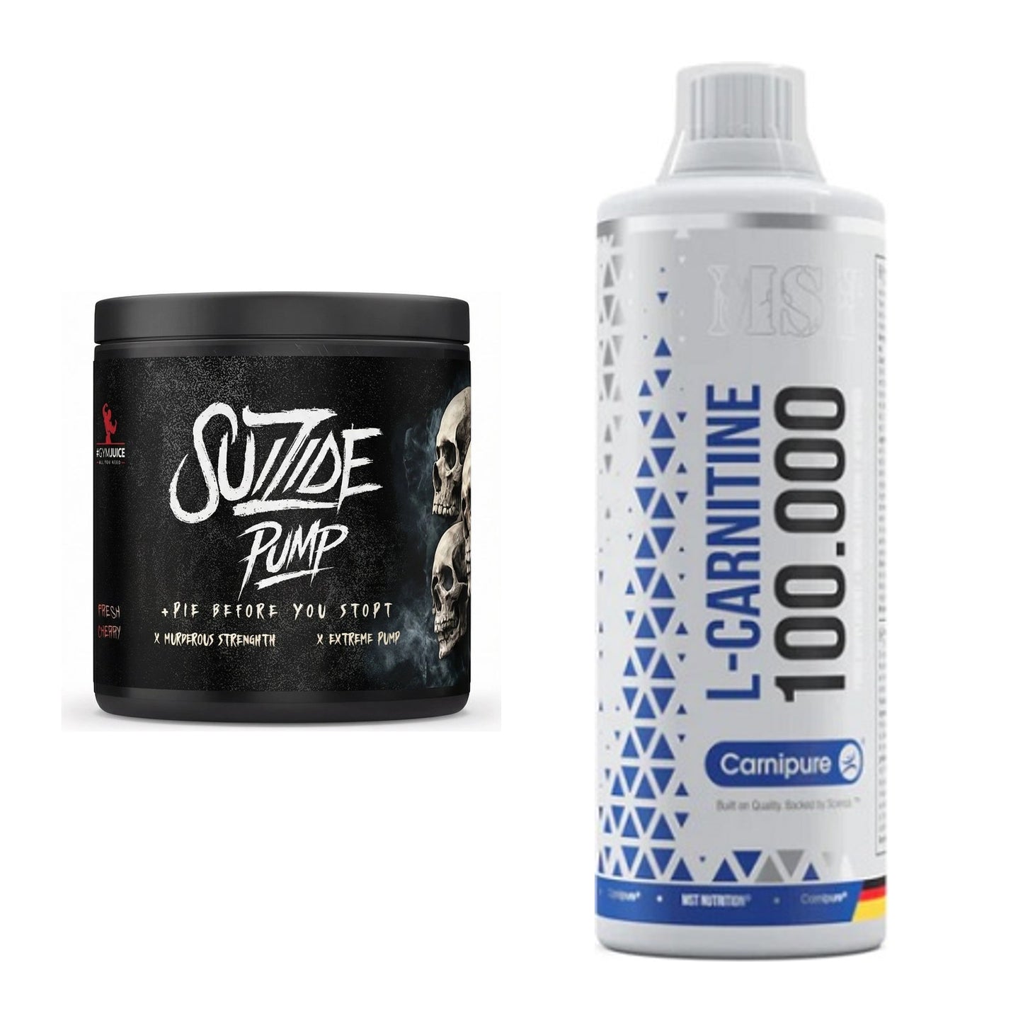 Trainings-Set: #GYMJUICE SUIZIDE PUMP + MST L-Carnitine Carnipure – alle enthaltenen Artikel