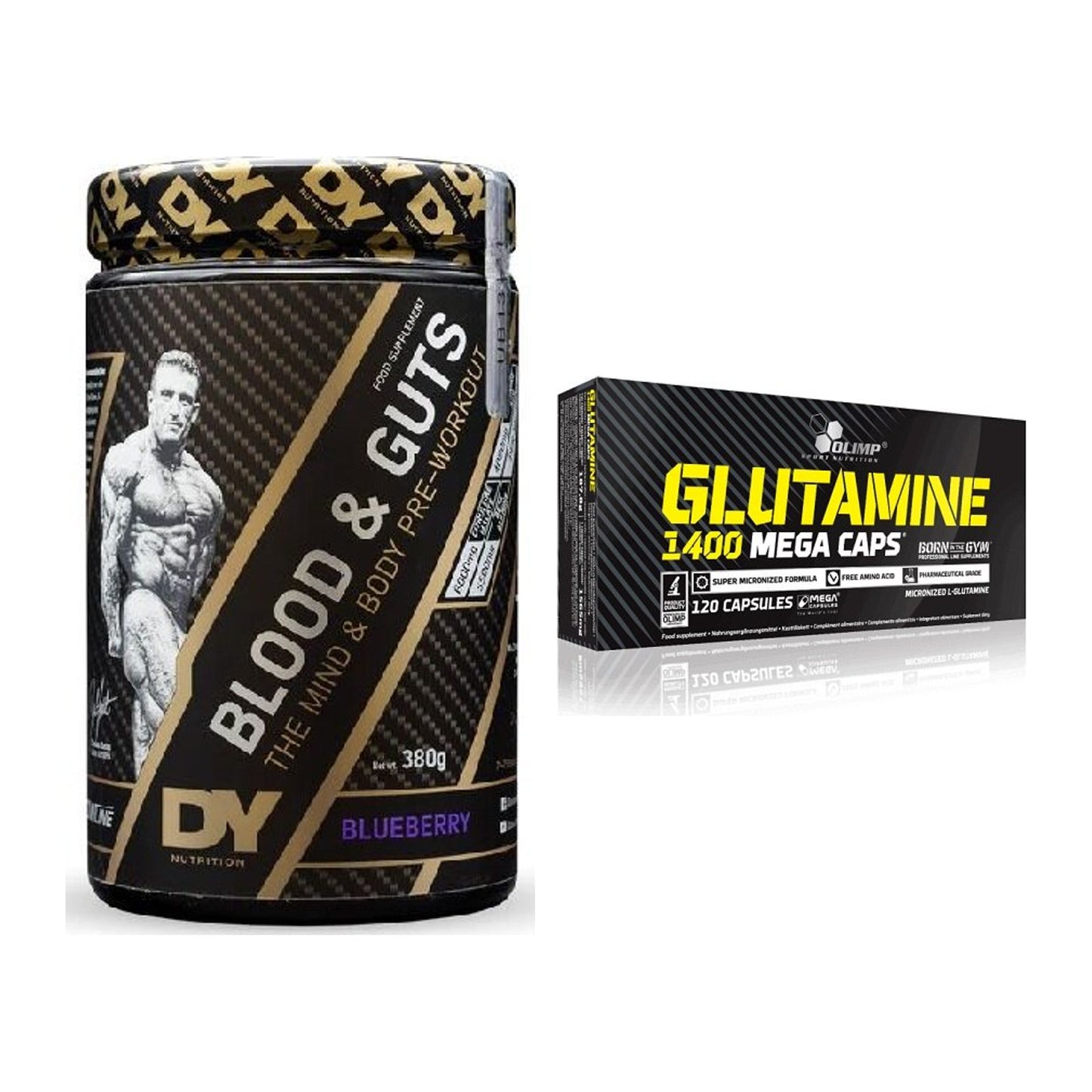 Trainings-Set: DY Nutrition Blood&Guts + Olimp L-Glutamine Mega Caps – alle enthaltenen Artikel